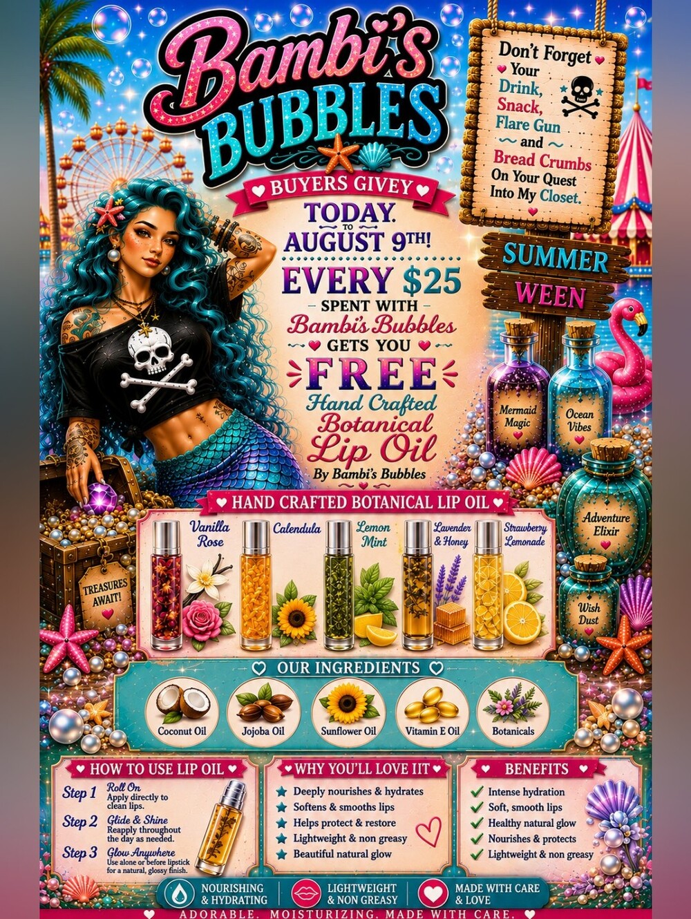 Now Though Aug 9nd Every $25 You Spend With Me- Gets You A Botanical Lip Oil.